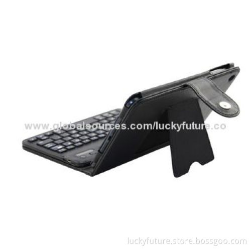 Detachable Wireless Bluetooth V3.0 59-key Plastic Keyboard with PU Leather Case for iPad Mini, Black